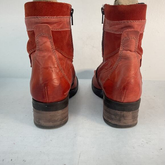 Dromedaris Kara Red Combat Boots Leather Size 8 Womens Pre-Owned - Picture 3 of 5